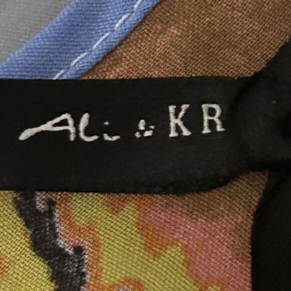 Ali & Kris Tunic Tank Top Women's Large Multicolor Feather Print Sheer Racerback - Picture 10 of 13